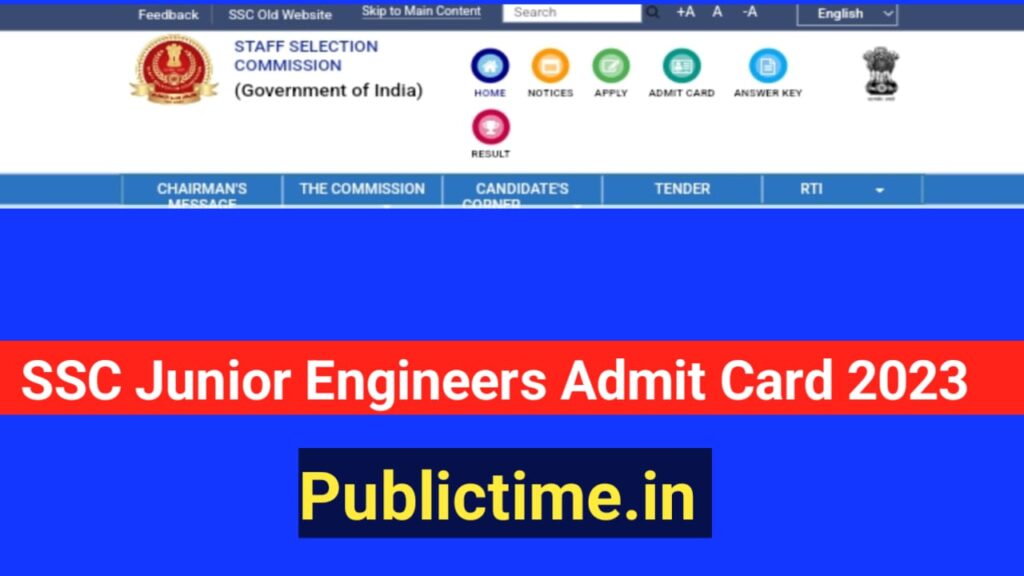 SSC Junior Engineer Admit Card 2023 Exam Date And City, Hall Ticket