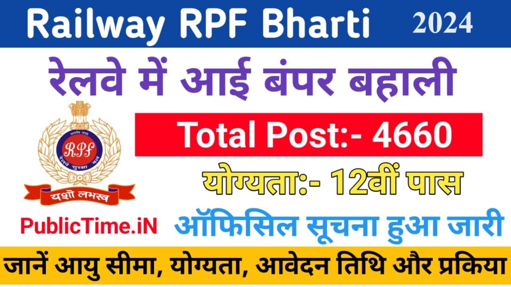 RPF Recruitment 2024 Notification for 4660 Post Constable & SI Apply Online Form