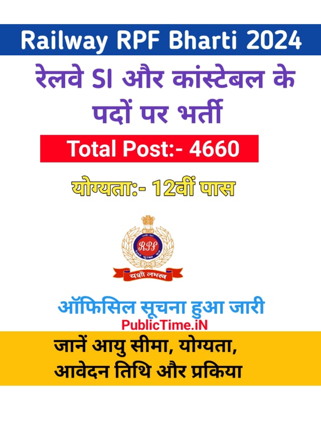 RPF Recruitment 2024 Notification for 4660 Post Constable & SI Apply Online Form
