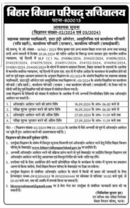 Bihar Vidhan Parishad Sachivalaya Vacancy 2024 : Official Notice